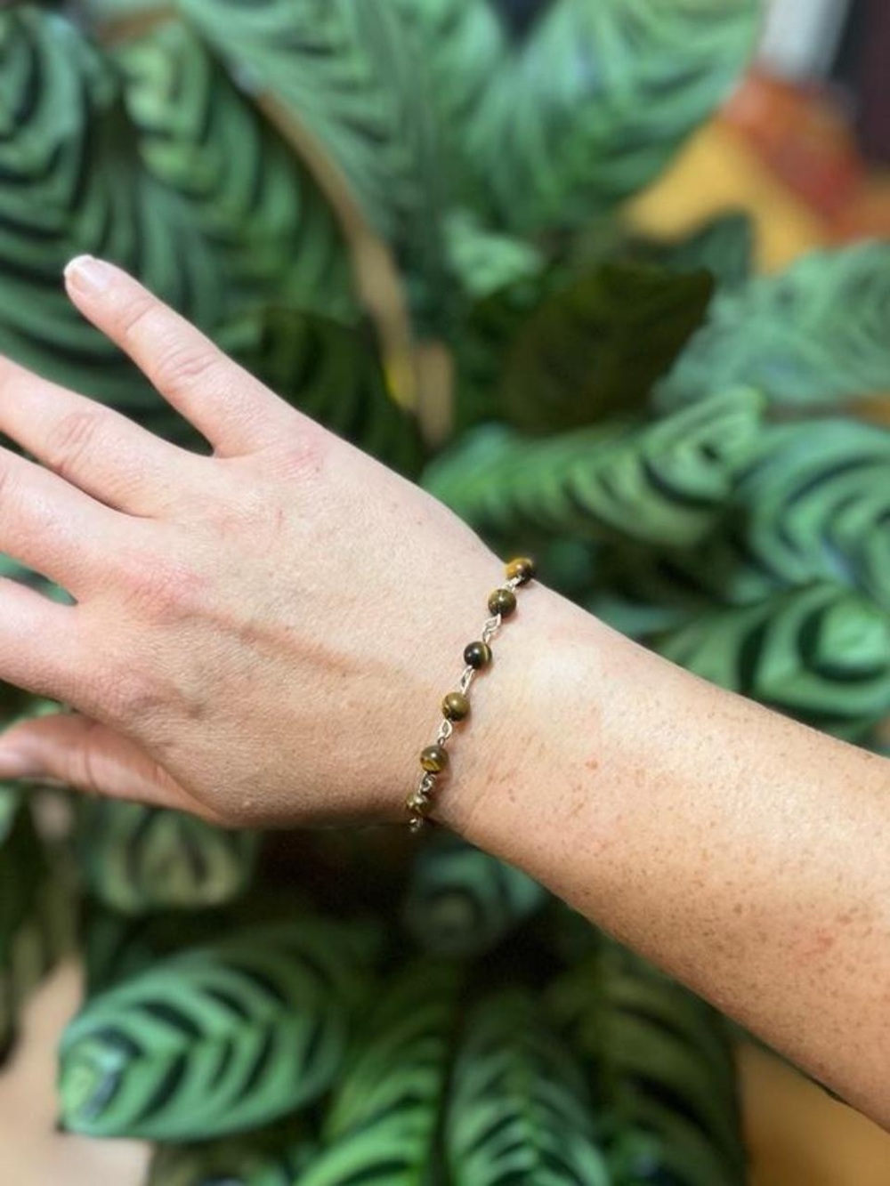 Genuine Tiger's Eye Beaded Bracelet, Handmade, Artisan Jewelry - Picture 2 of 5